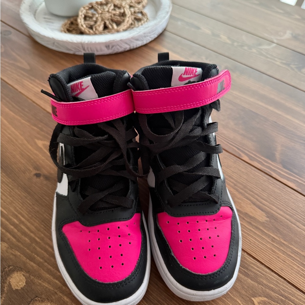 SOLD- Nike Kids' Black and Pink Sneakers